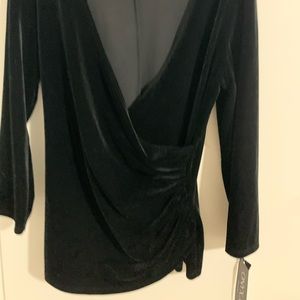 Black velvet crossover blouse